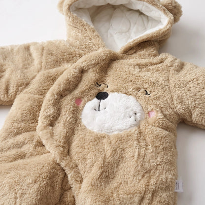 Baby Bear Hooded Fleece Pramsuit / Romper – 0 to 12 Months