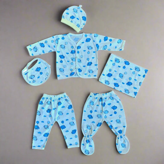 Baby Summer 7-Piece Starter Set with Wrapping Sheet (Elephant Design)