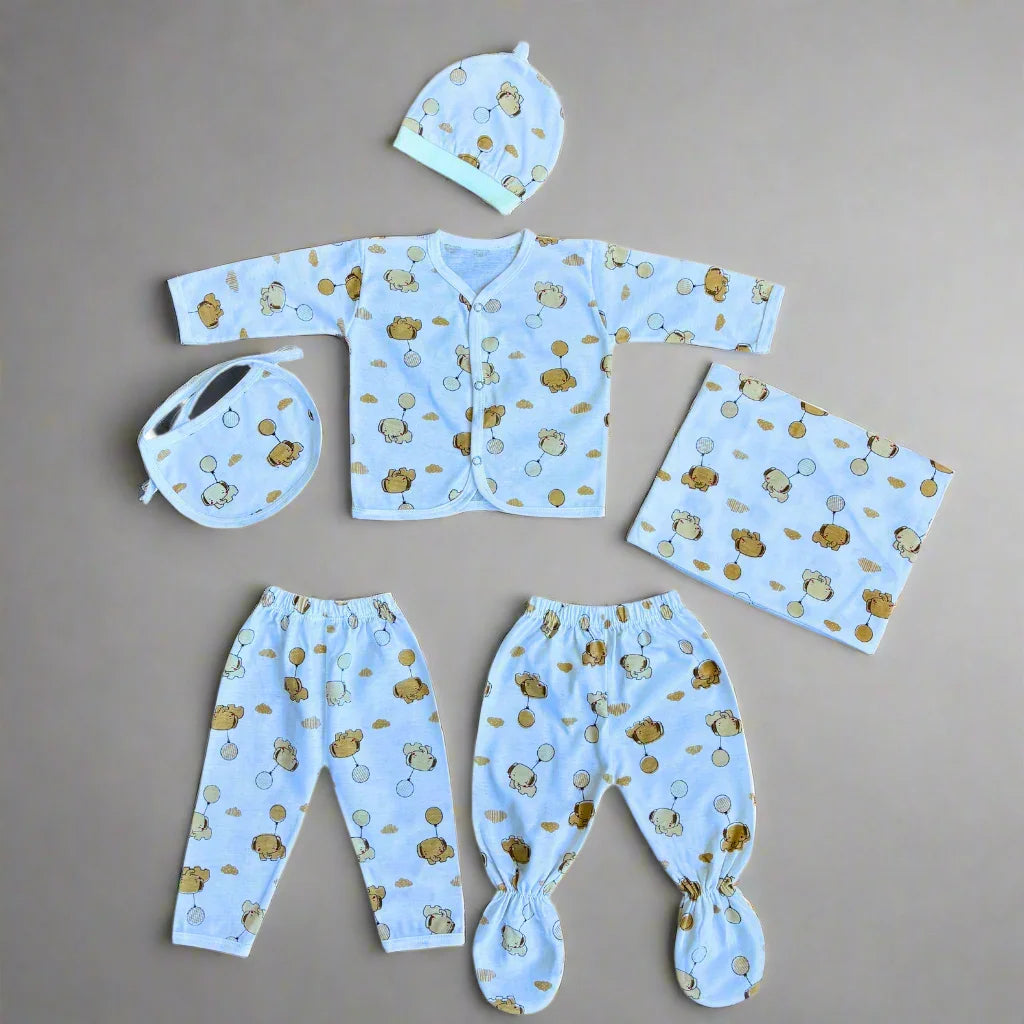 Baby Summer 7-Piece Starter Set with Wrapping Sheet (Elephant Design)