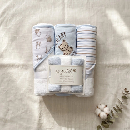 Baby Hooded Towel & Washcloth Set – 6 Pieces