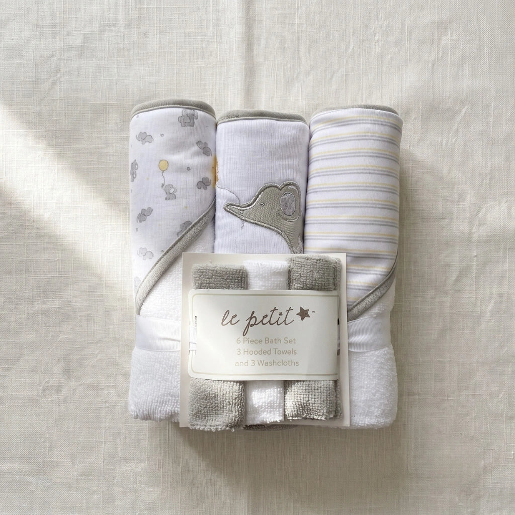 Baby Hooded Towel & Washcloth Set – 6 Pieces