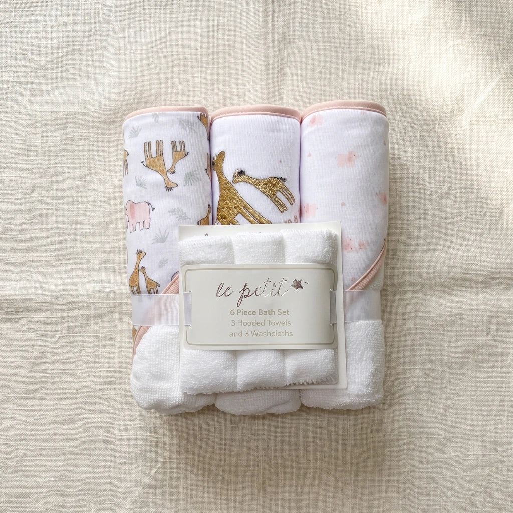 Baby Hooded Towel & Washcloth Set – 6 Pieces