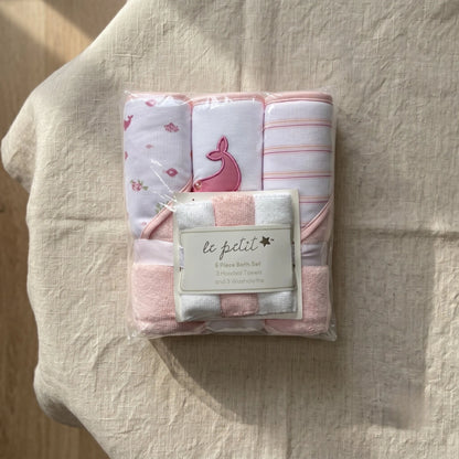 Baby Hooded Towel & Washcloth Set – 6 Pieces