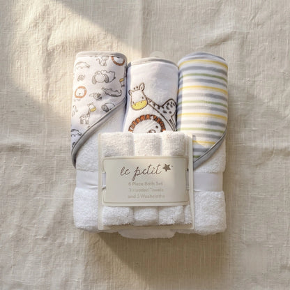 Baby Hooded Towel & Washcloth Set – 6 Pieces