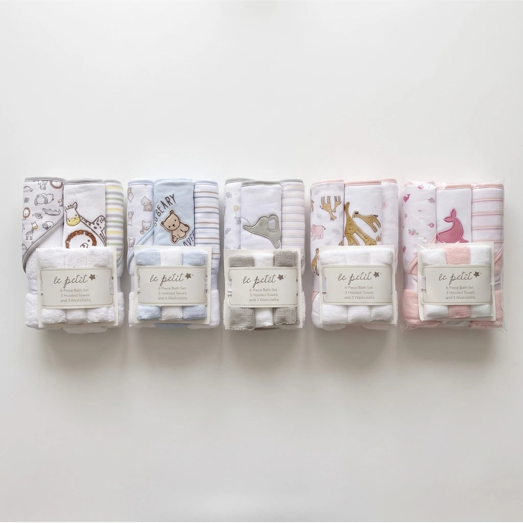 Baby Hooded Towel & Washcloth Set – 6 Pieces