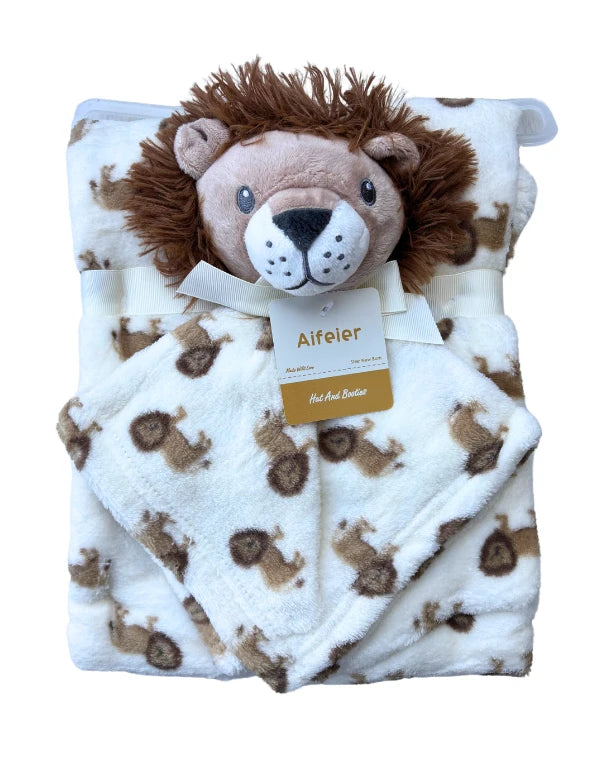 Plush Baby Security Blanket | Lion Variation