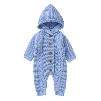 Baby Girl/Boy Knitted Pattern Hooded Jumpsuit