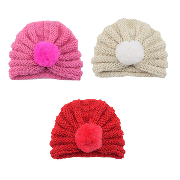 3-Pack Soft Baby Girl Hats with Lovely Flower Design (0M up to 2 YRs)