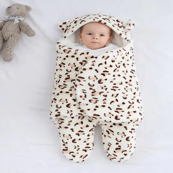 Winter Printed Sleeping Bag with Feet & Hood (Leopard Design)