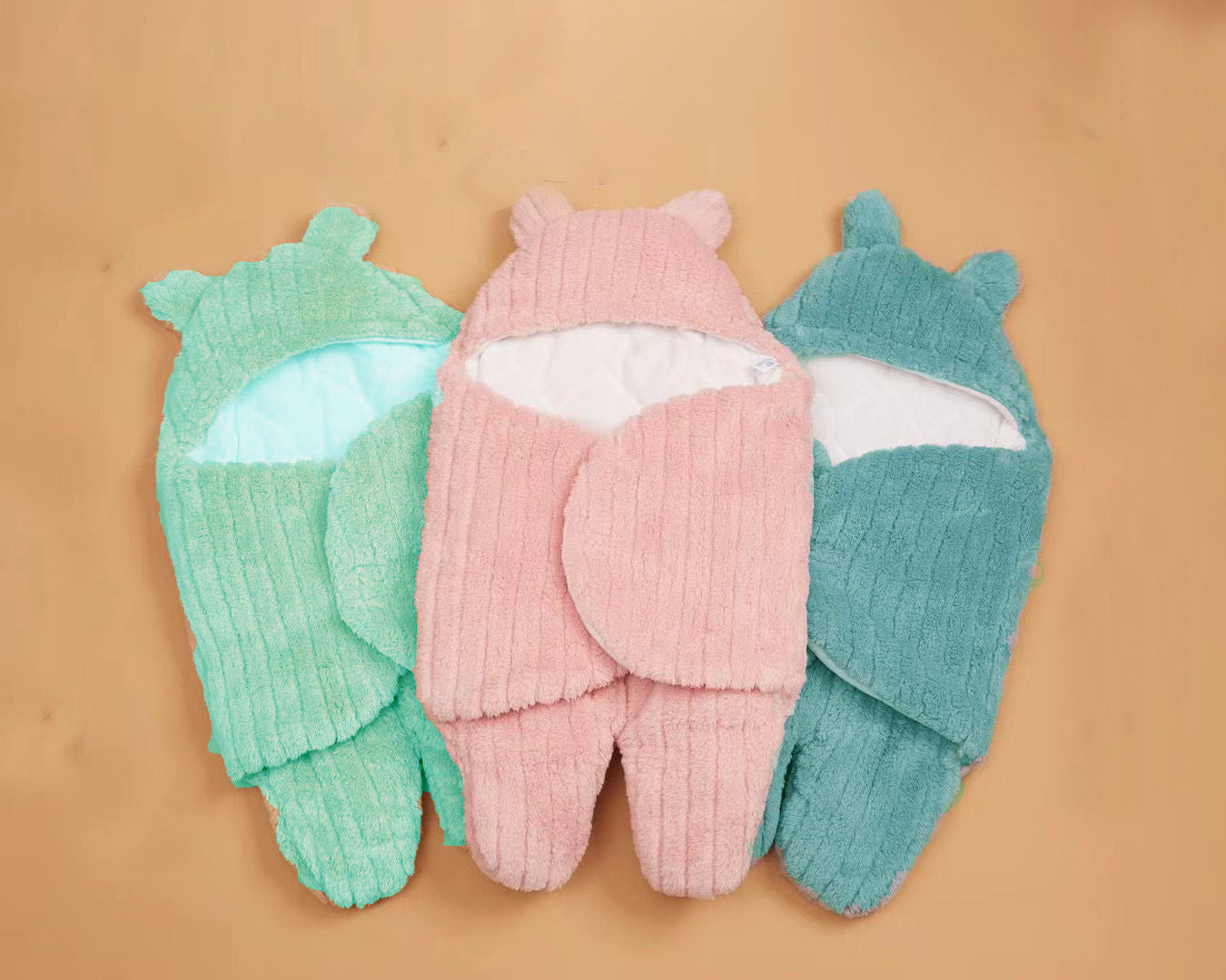 Cozy Bunny Bliss: Warm Plush Hooded Swaddle Wrap Blanket for Newborns-0-6M