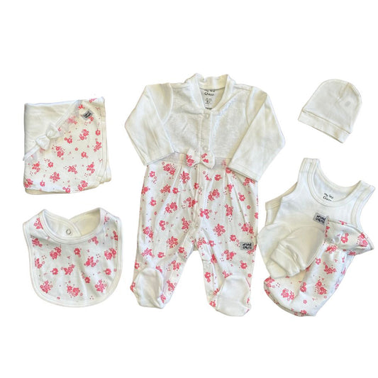 7pcs Chicco Royal White Net Laced  Baby Clothing Set | 100% Cotton