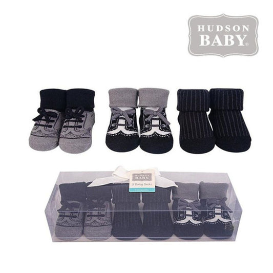 Hudson Baby 3-Pair Sock Gift Set - Classic Black and Grey