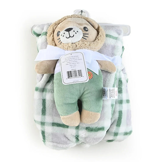 Imported Lion Blanket with Plush Toy - Soft and Cozy