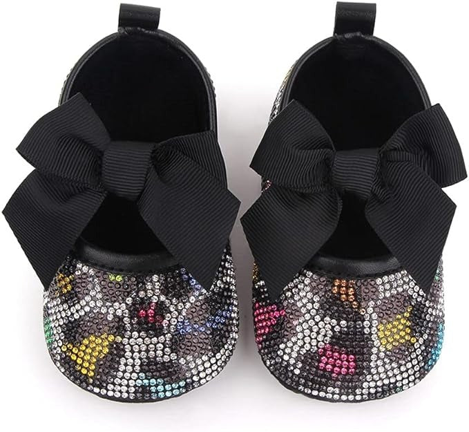 Diamond Princess-Inspired Bowknot Soft First Walkers for Baby Girls