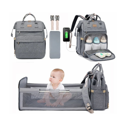 Lovevook Multi-functional 3 in 1 Foldable Changing Baby Bed Crib Diaper Bag Backpack With Changing Station