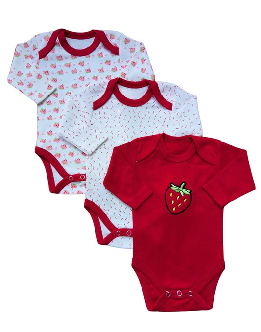 Sunnozy Pack Of 3 Cotton Bodysuits Set Of Reds