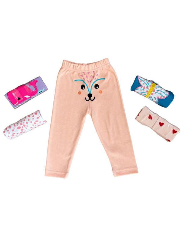 Pack of 5 Baby Girl Trousers Soft Cotton Fabric