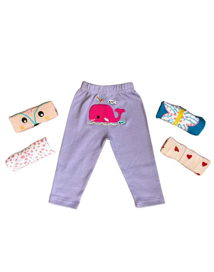 Pack of 5 Baby Girl Trousers Soft Cotton Fabric