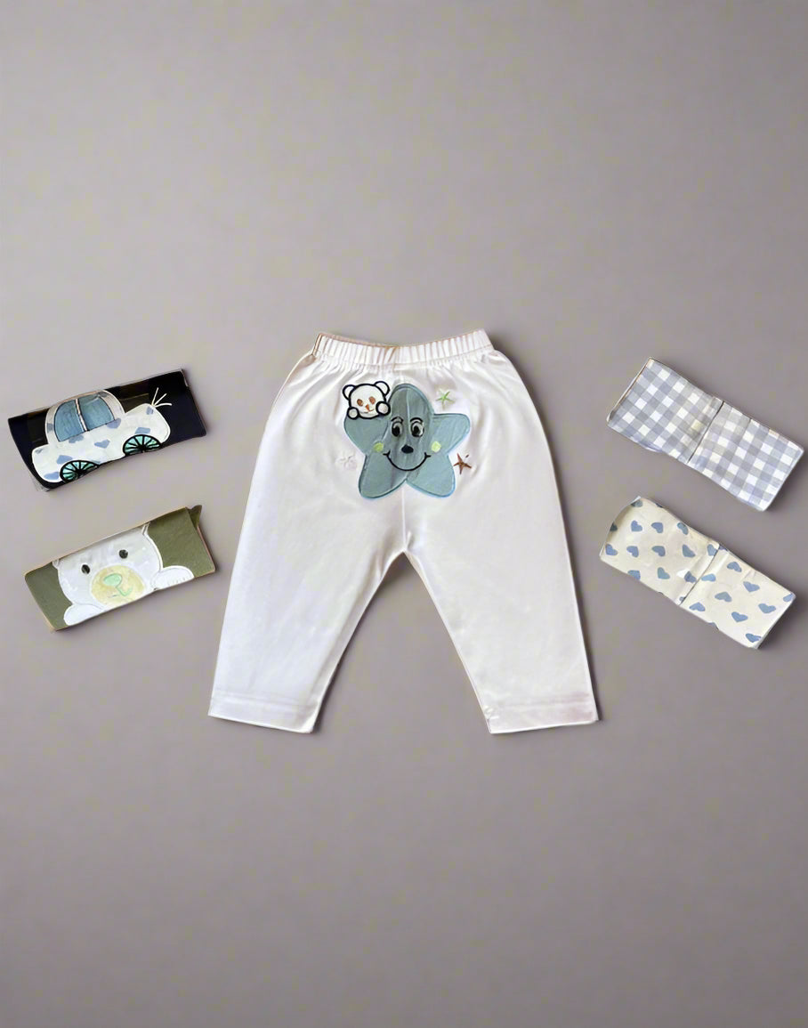 Pack of 5 Unisex Baby Trousers with Cute Patterns