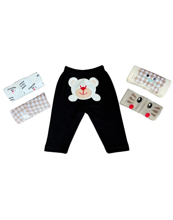 Pack of 5 Unisex Baby Trousers with Colorful Embroidery