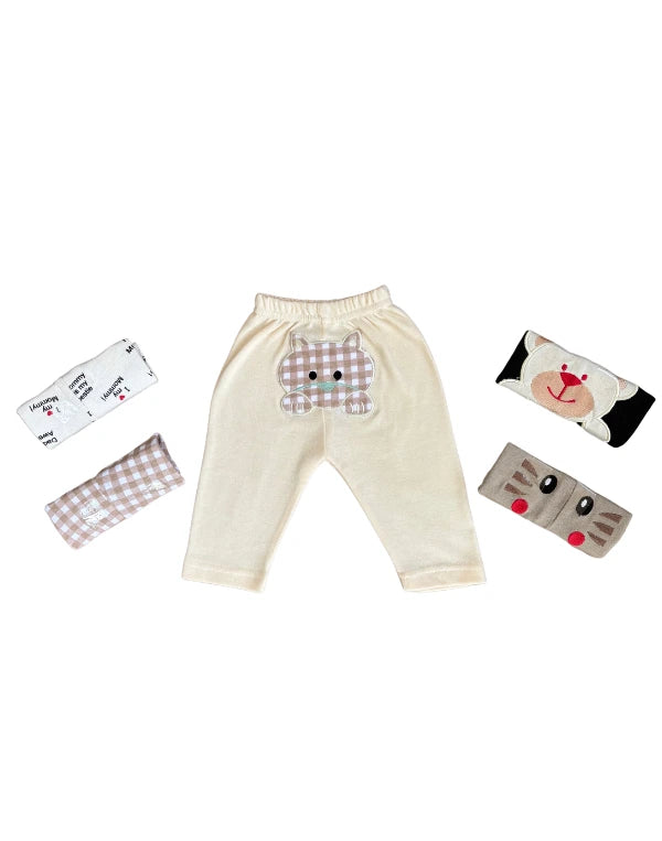 Pack of 5 Unisex Baby Trousers with Colorful Embroidery