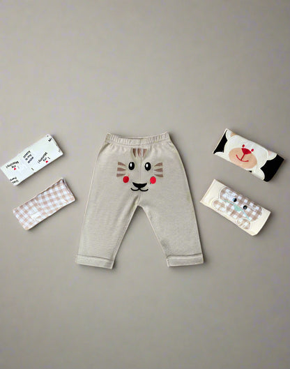 Pack of 5 Unisex Baby Trousers with Colorful Embroidery