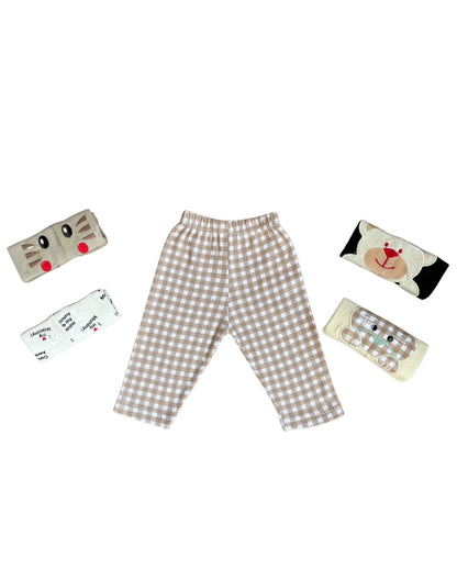 Pack of 5 Unisex Baby Trousers with Colorful Embroidery