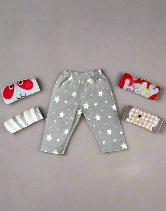 Pack of 5 Unisex Baby Trousers with Colorful Cute Embroidery