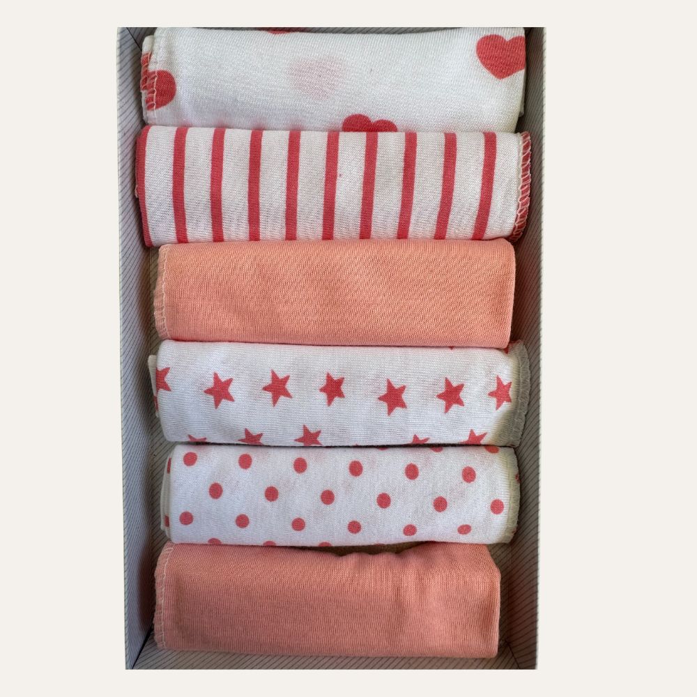 Soft Cotton Baby Face & Hand Towels - Caramel Multicolor Delight (Pack of 6)