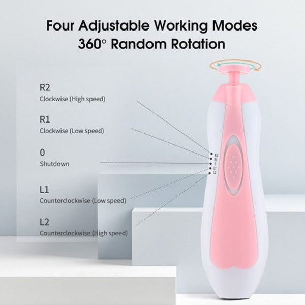 Electric Baby Nail Trimmer with 6 Grinding Heads