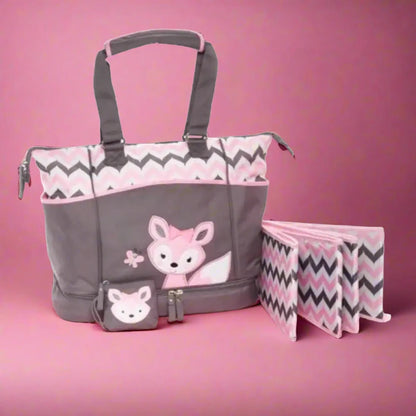 Mommy Bag Pink/Grey Color 4 pcs with a Changing Station