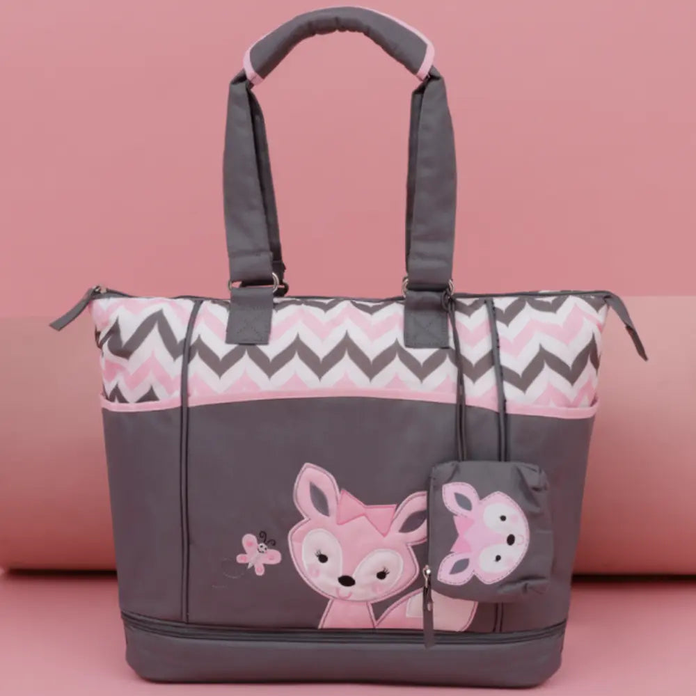 Mommy Bag Pink/Grey Color 4 pcs with a Changing Station