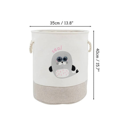 Kids Large Folding Laundry Basket with Cute Animal Design