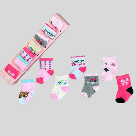 Week of Joy: Imported Pack of Pinks Baby Socks Gift Set (7 Pairs)