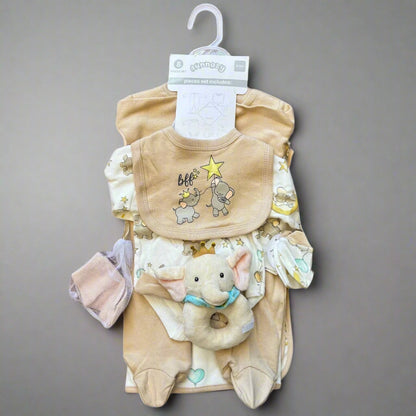 8-Piece Unisex Pure Cotton Baby Starter Set with Toy