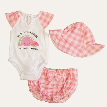 3 Pcs Sleeveless Cute Sweet Beach Romper and Short with Cap