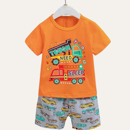 2-Piece Baby Boys Toddler Construction Machines Shirt & Shorts Set