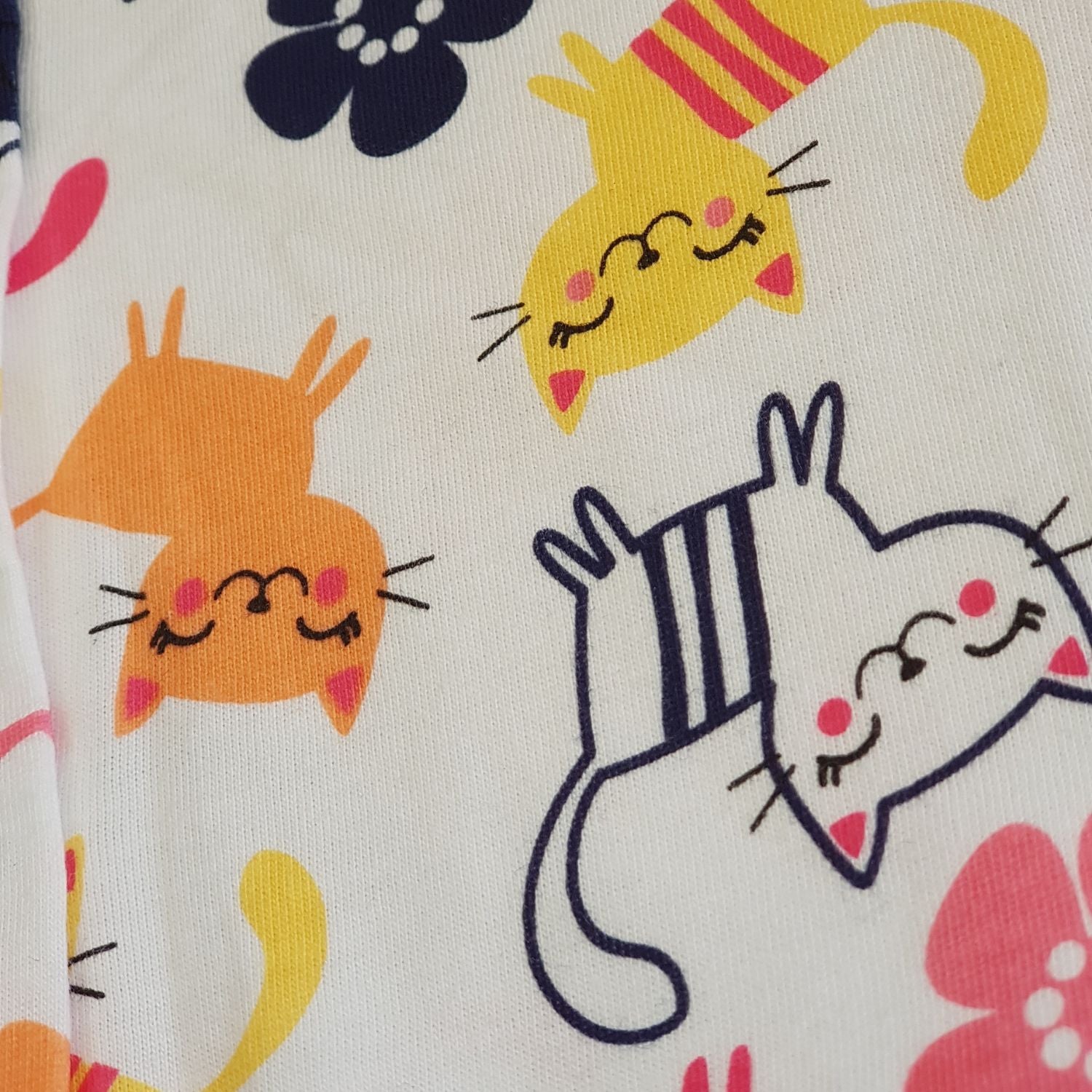 Flower Cat Print Short-Sleeve Clothing Set