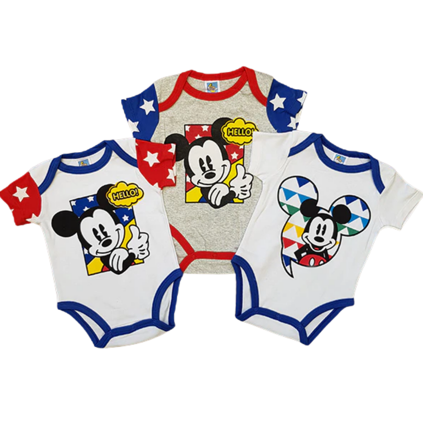 Pack of 3 Graphic Printed Bodysuits-Mickey