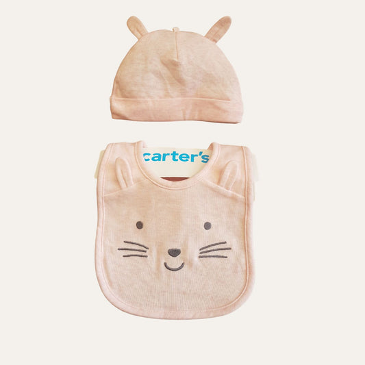 Keep your little one clean and stylish with our Carter's bib and cap set!